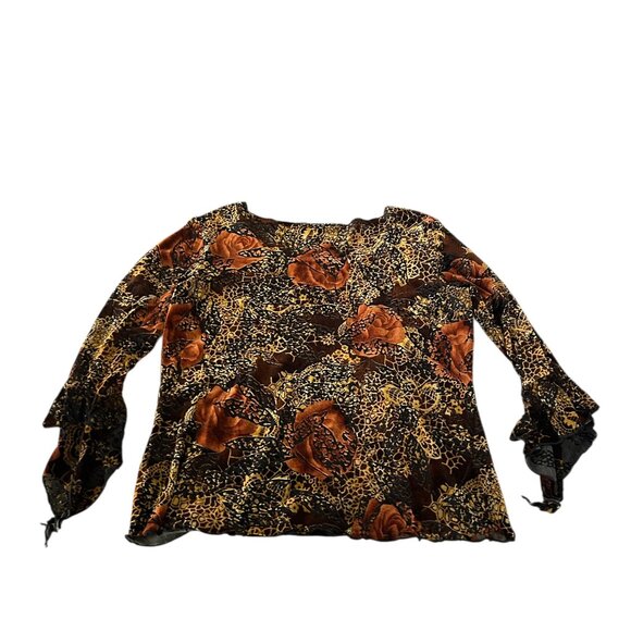 Vintage Velvet Burnout Top Fairy Handkerchief Sleeves Clientele Sz M Witchy Fall - Picture 2 of 8